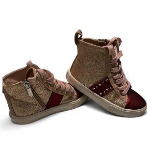 Sam Edelman Gold And Pink Dion Aldi High-Top Sneakers